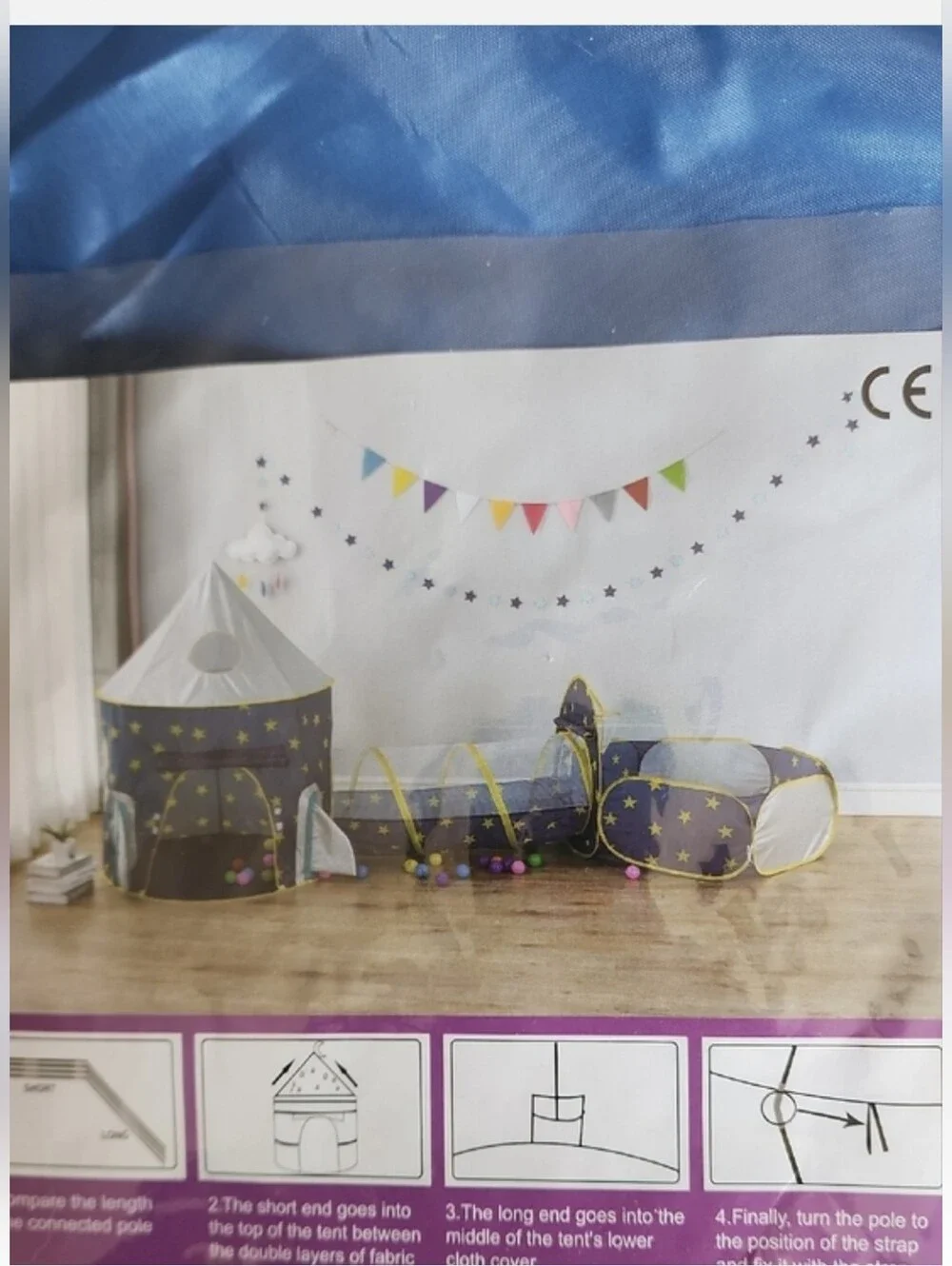 Boy Bundle Kids Star Play Tent and Tunnel Set – Navy Blue With A Bag Of 50 Balls